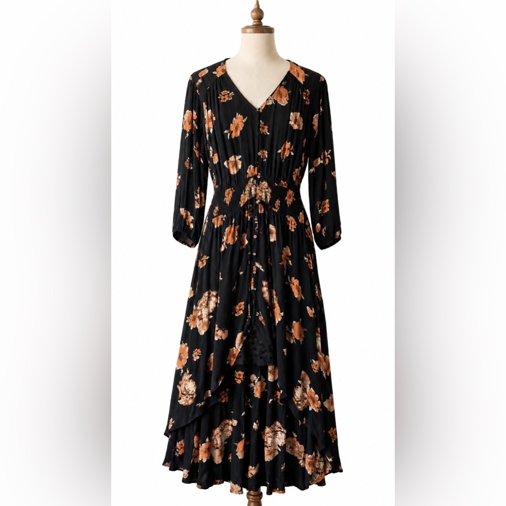 American Rag Boho Prairie Western High Low Floral Midi-Maxi Dress Medium
